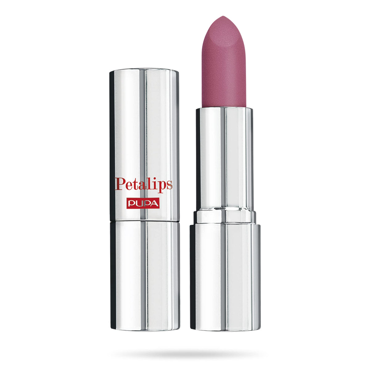 PUPA Milano Petalips Soft Matt Lipstick swatch on lips with buildable mauve violet color
