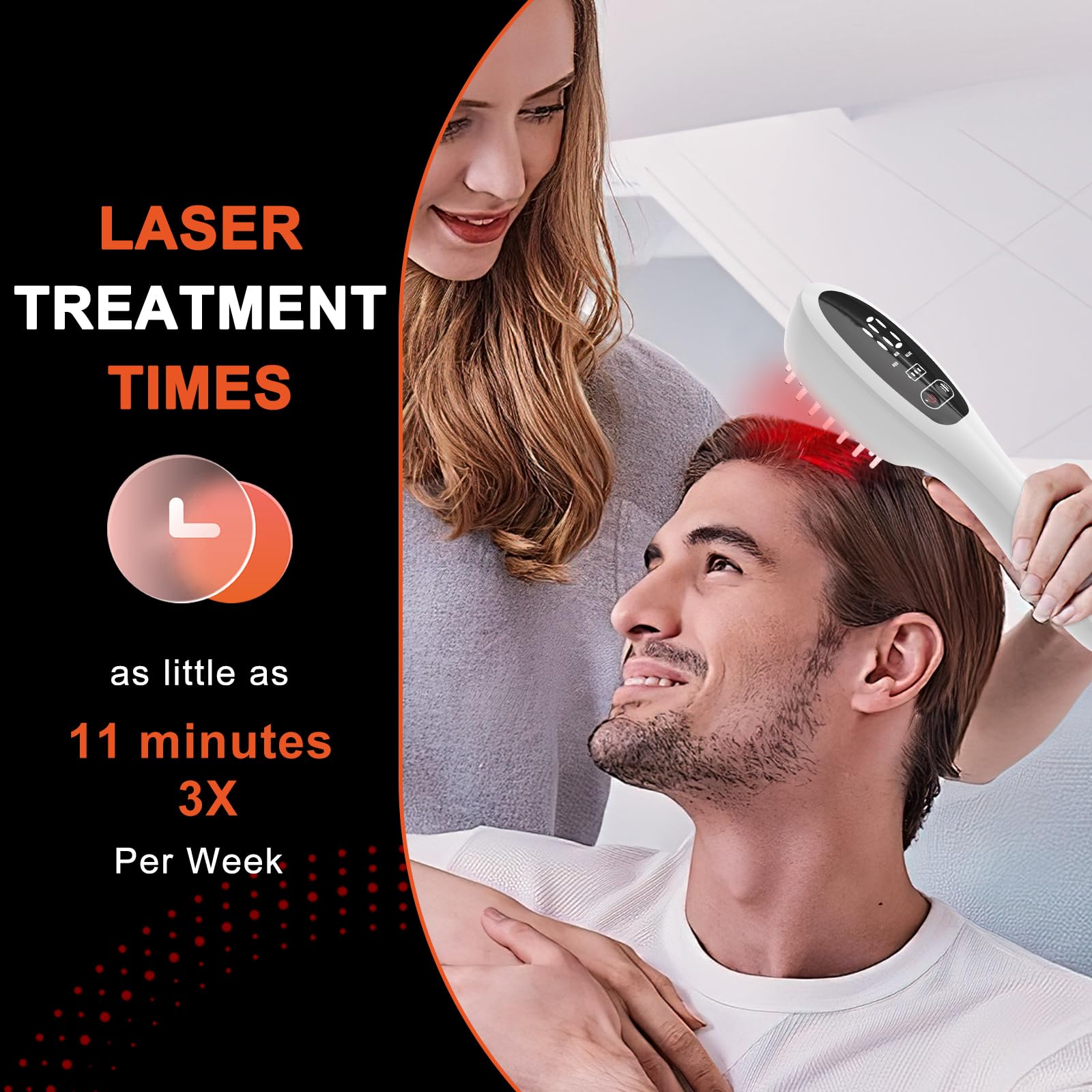 PUPCA Laser Therapy Comb angled side view for ergonomic handling.