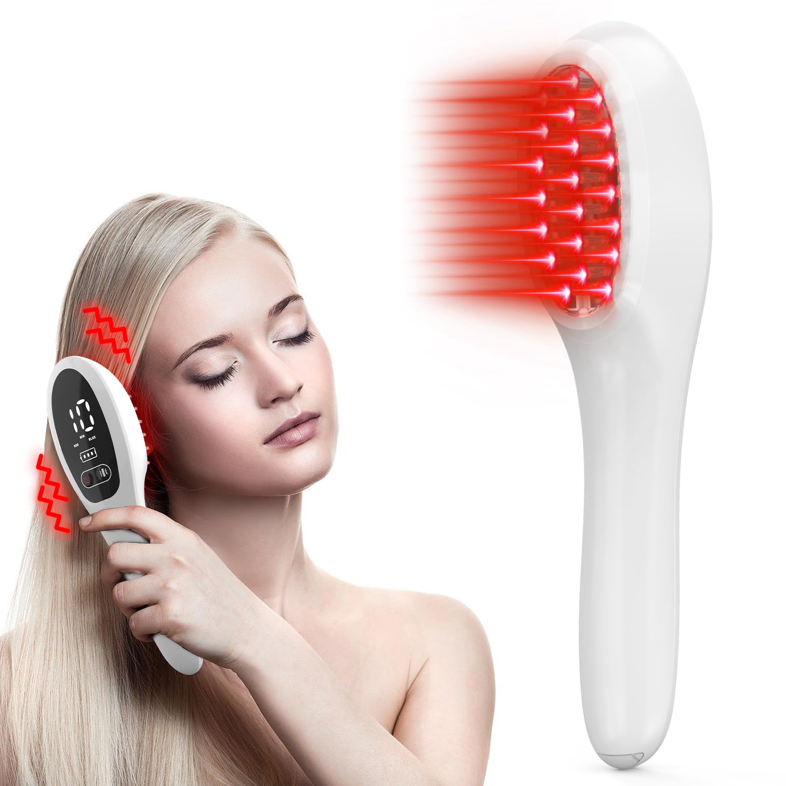 PUPCA Laser Therapy Hair Growth Comb front view for convenient home use.