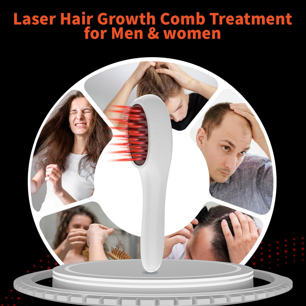 PUPCA Laser Therapy Comb on table with device controls visible.