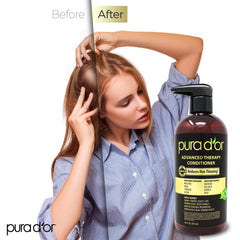 PURA D'OR Advanced Therapy Conditioner with argan oil and biotin delivers moisture and shine.