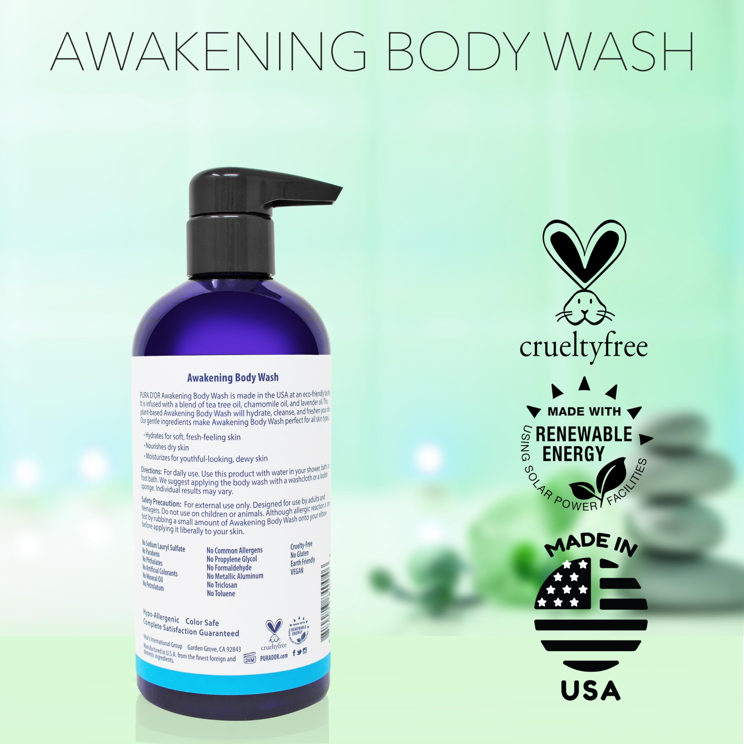 PURA D'OR Awakening packaging highlights eco-friendly USA-made production.