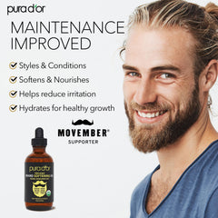 PURA D'OR sandalwood beard oil dropper provides lightweight conditioning