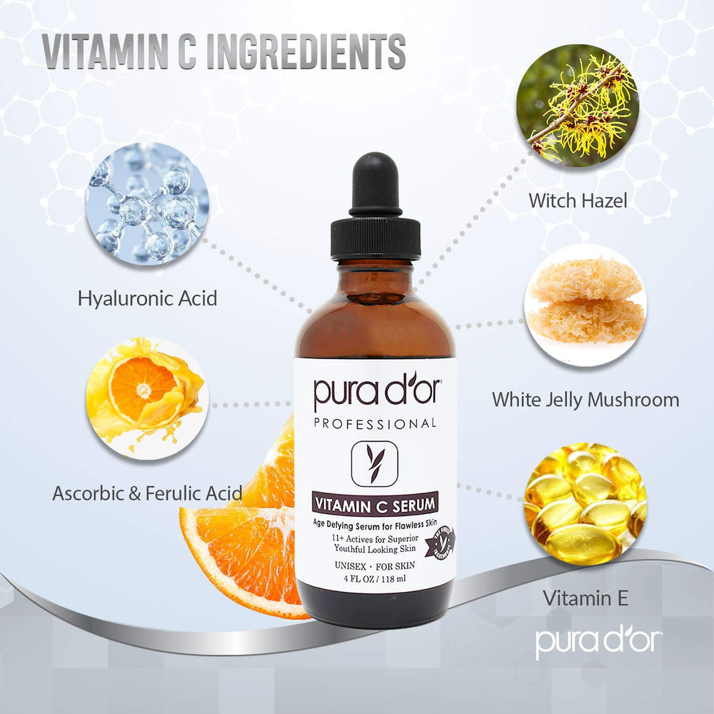 PURA D'OR hyaluronic acid and retinol ingredients illustration.