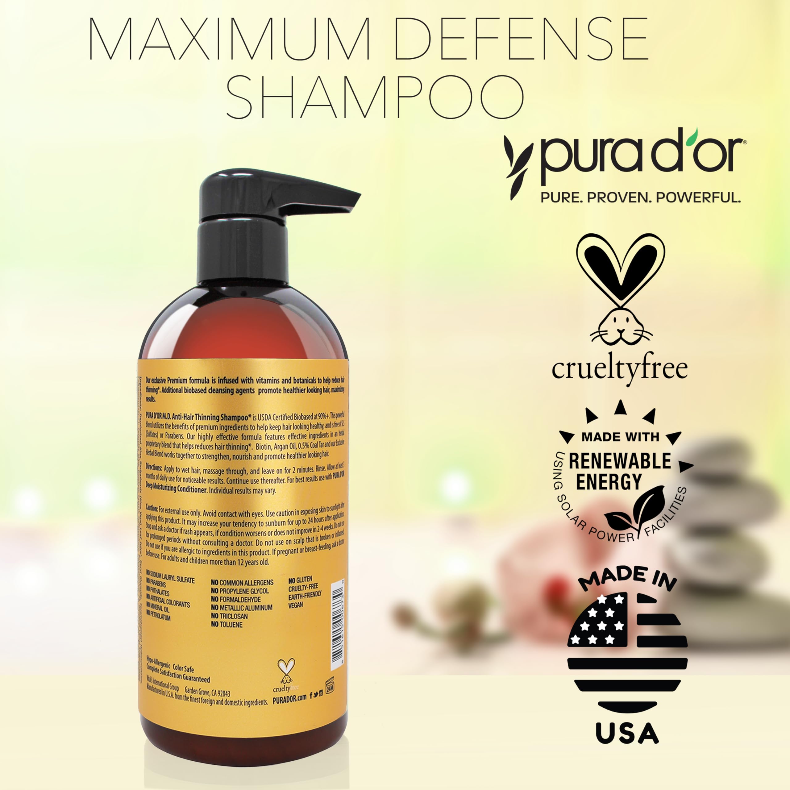 PURA D'OR made in USA facility with renewable energy