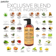 PURA D'OR MD shampoo foam closeup showing rich lather for thorough cleansing.
