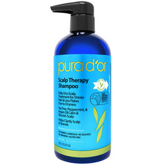 PURA D'OR Scalp Therapy Shampoo pouring action with a refreshing cooling aroma.