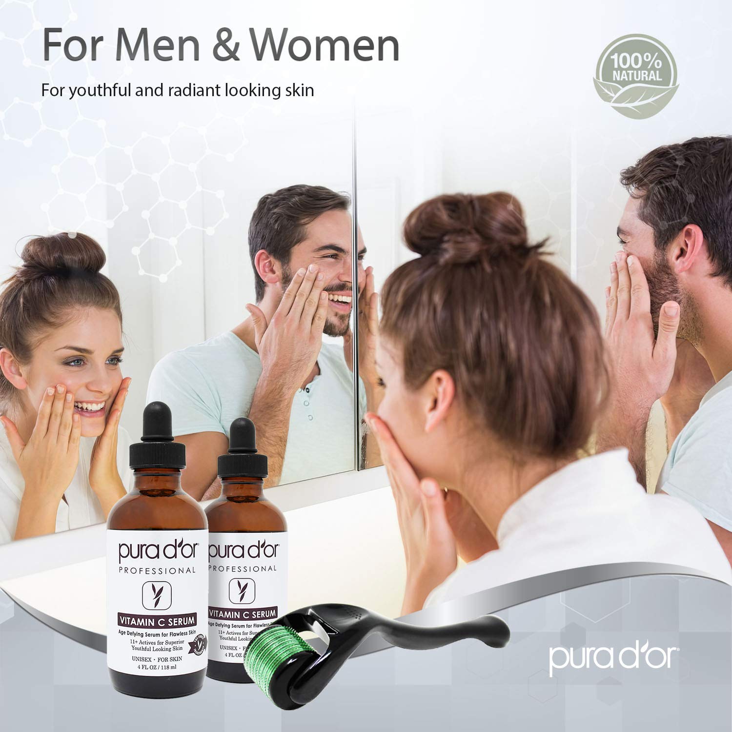 Close-up of PURA D'OR serum dropper for precise application.