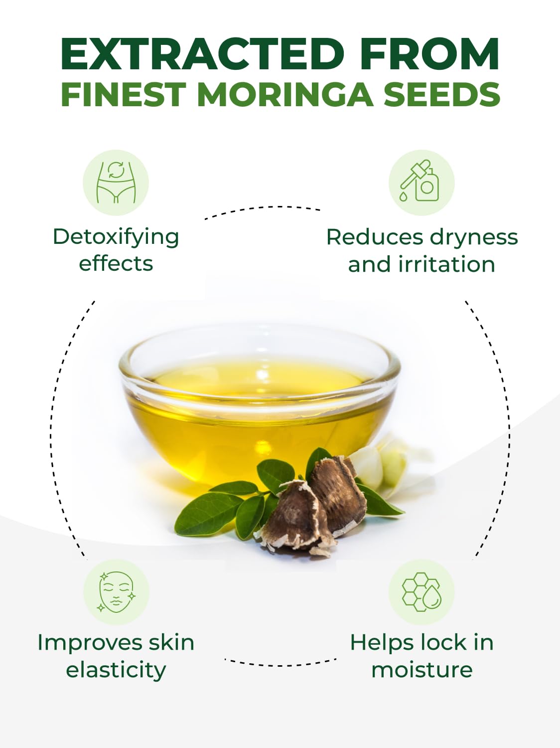 PURA VIDA MORINGA oil for dry skin hydration and softness.