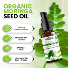 PURA VIDA MORINGA organic certification seal indicating purity and organic farming.