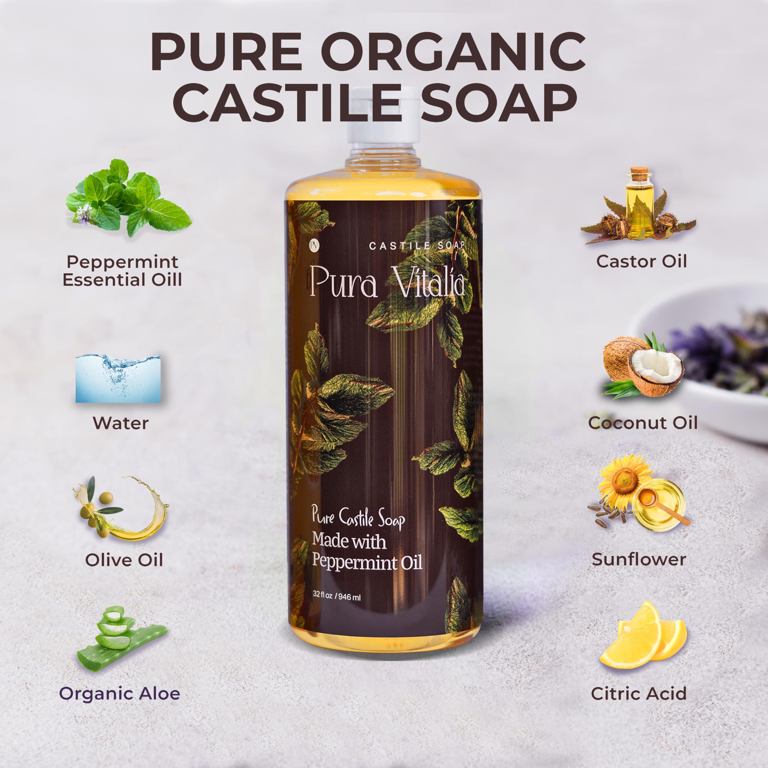 Pura Vitalia peppermint castile soap hand wash in daily routine