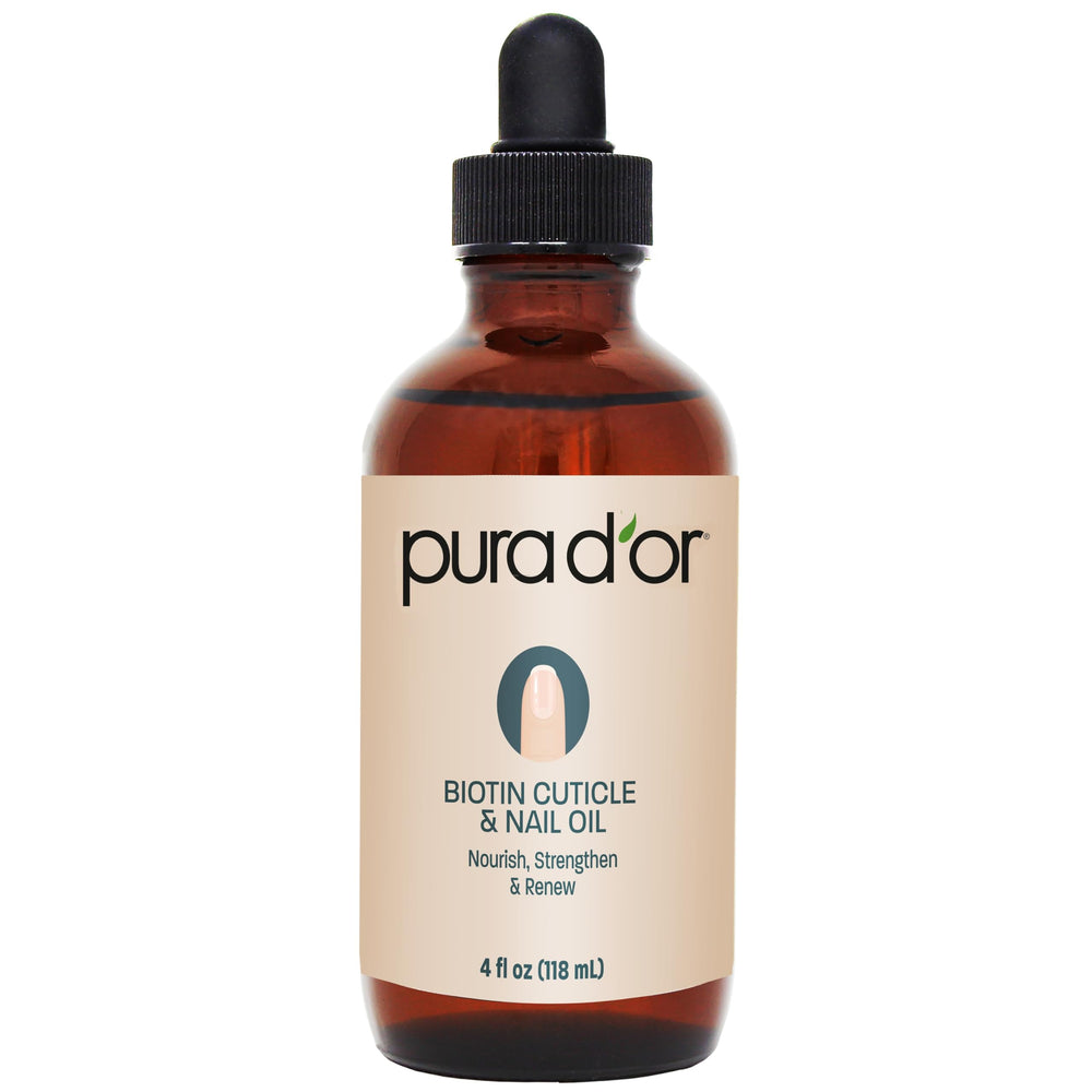 PURA D'OR Biotin Cuticle Nail Oil bottle with dropper for precise daily hydration.