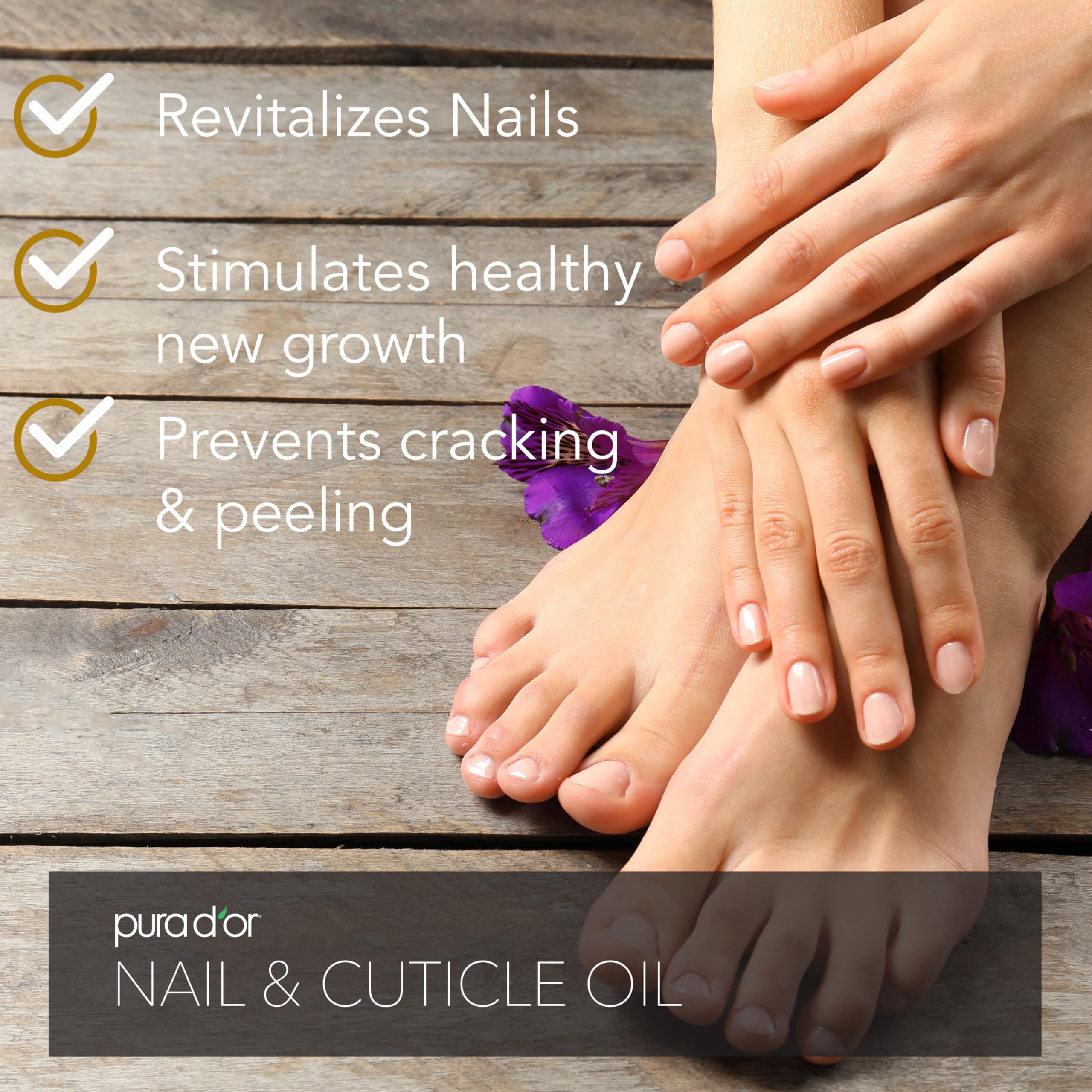 PURA D'OR daily cuticle oil application with dropper keeps manicure fresh.