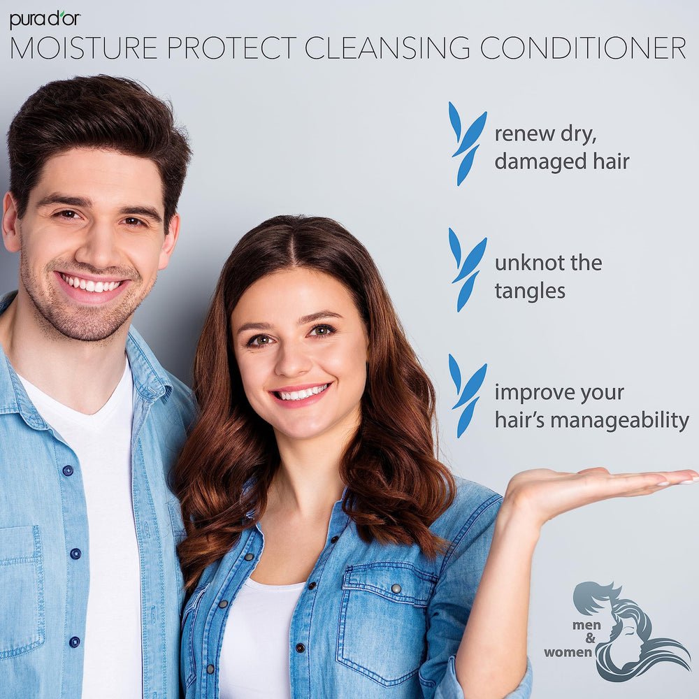 PURA D'OR cleansing conditioner applied to hair to ease detangling