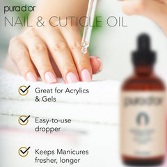 PURA D'OR nourishing cuticle oil ingredients blend promotes stronger nail growth.