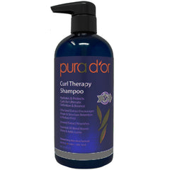 PURA D'OR Curl Therapy Shampoo bottle highlights defined curls and shine
