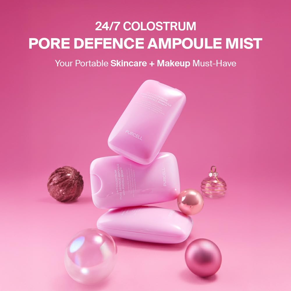 PURCELL 24/7 Colostrum Mist with rose-gold cap highlights a precise daily spray for easy use.
