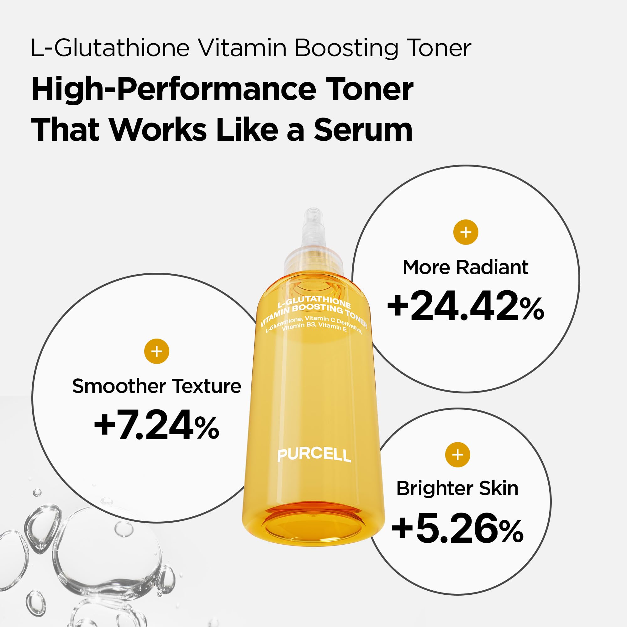 PurCELL L-Glutathione toner applying on skin with cotton pad