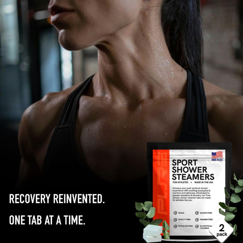 Pure Athlete spa-like shower scene with eucalyptus fragrance