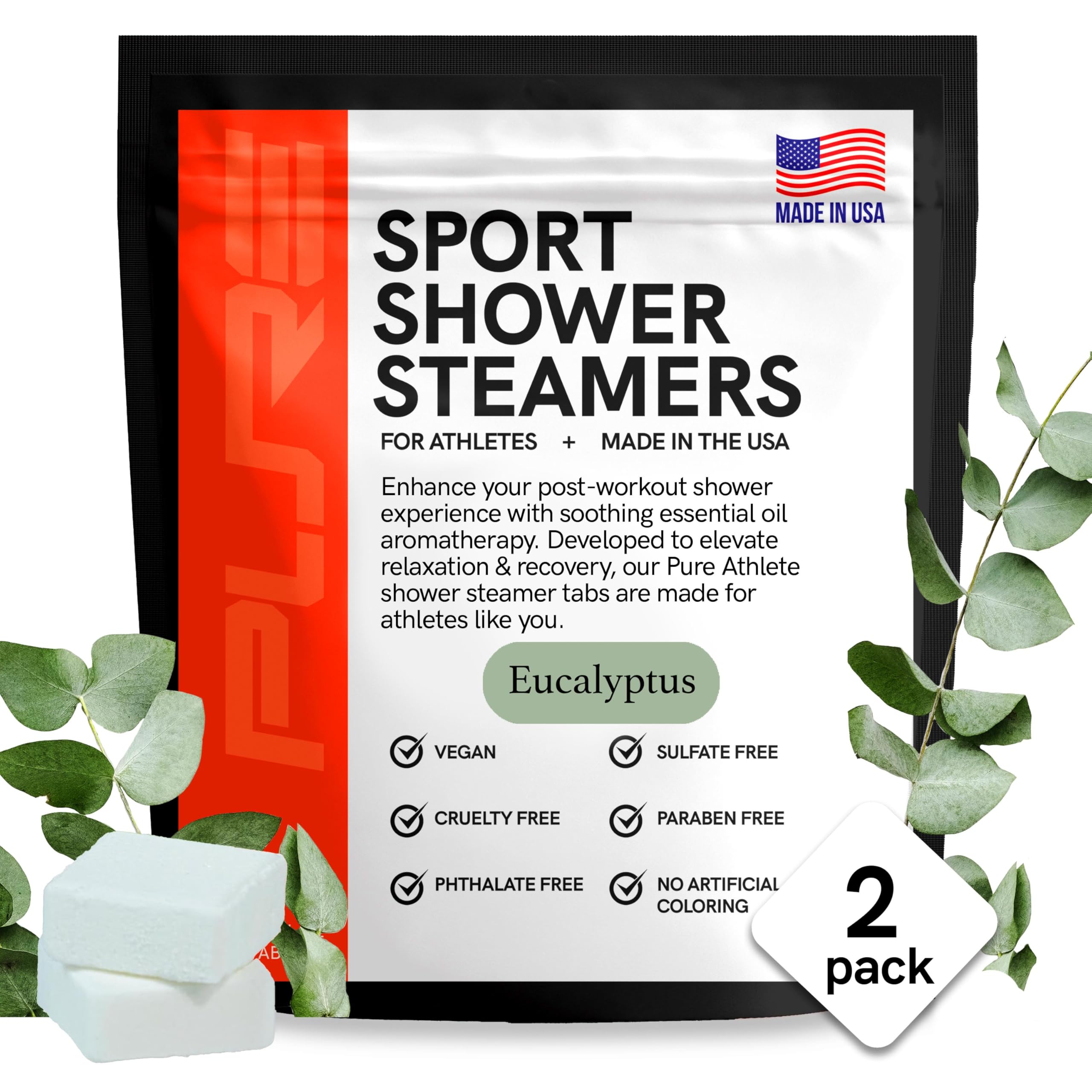 Pure Athlete sport shower steamer eucalyptus bottle for refreshing post-workout aromatherapy