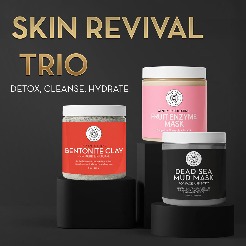 Pure Body Naturals bentonite clay mask jar for deep cleansing and pore refinement.