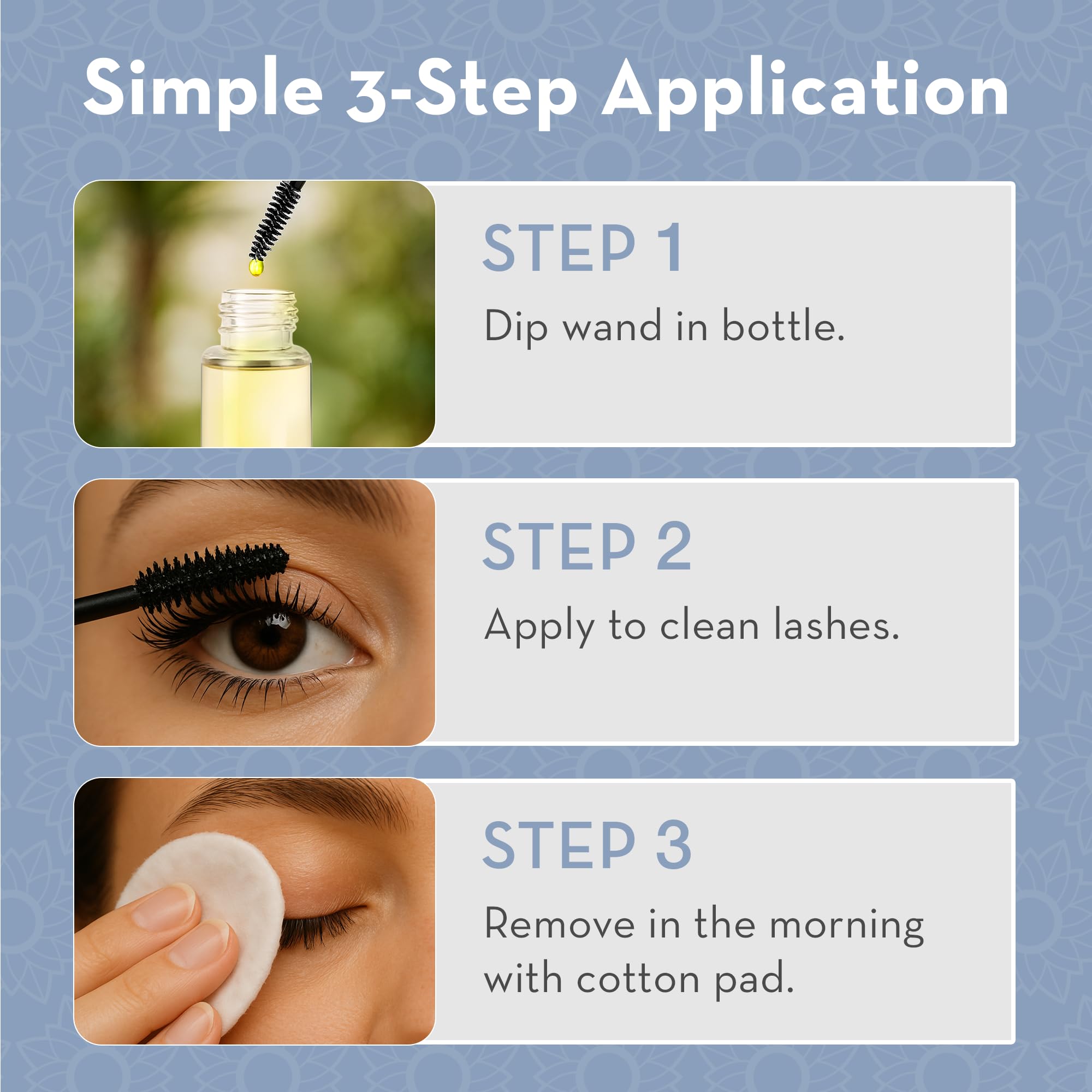 Pure Body Naturals castor oil eyebrows tube back with built in brush for targeted care.