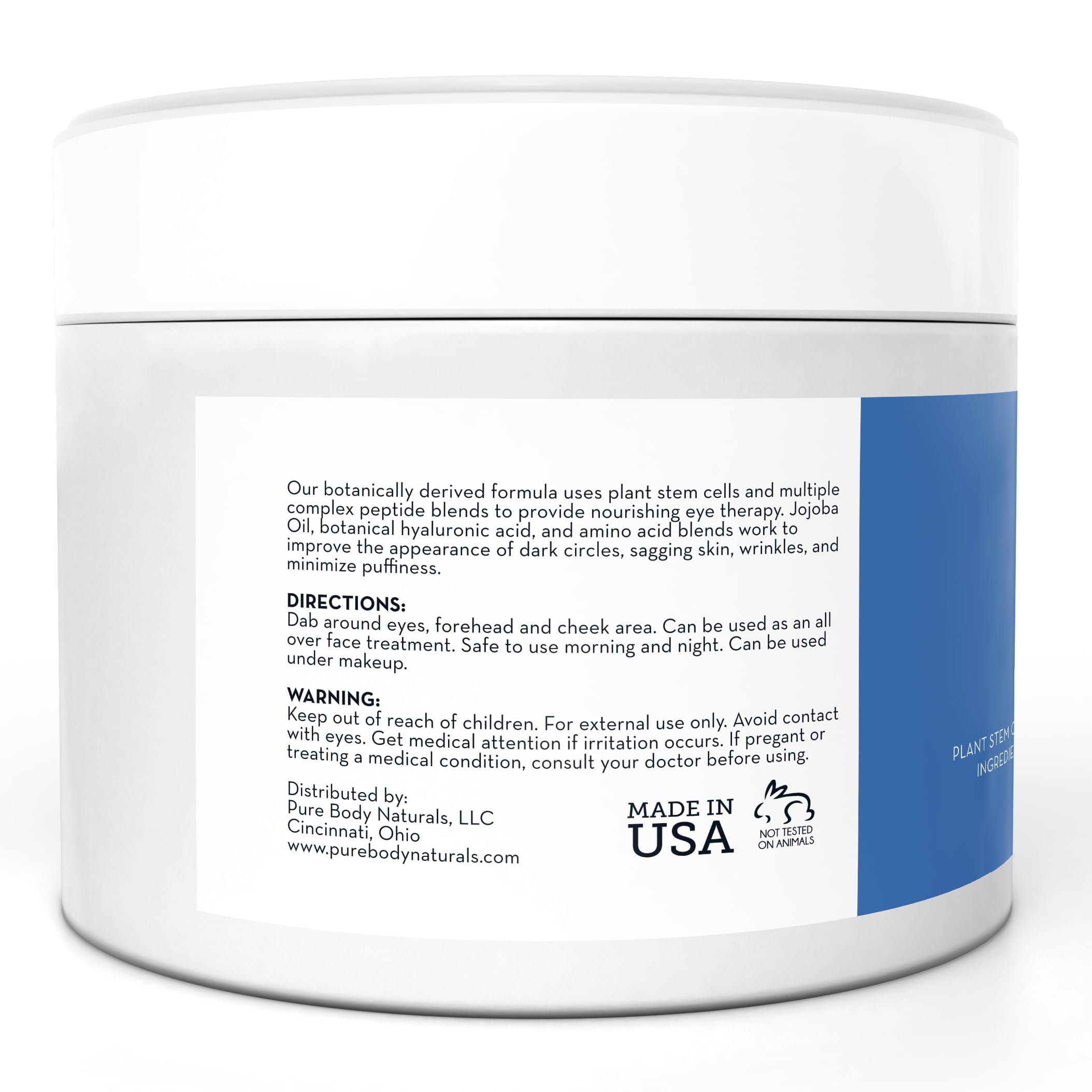 Pure Body Naturals eye gel features amino acid complex for skin hydration.