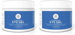 Pure Body Naturals eye gel jar close-up showing cooling formula for under-eye care.