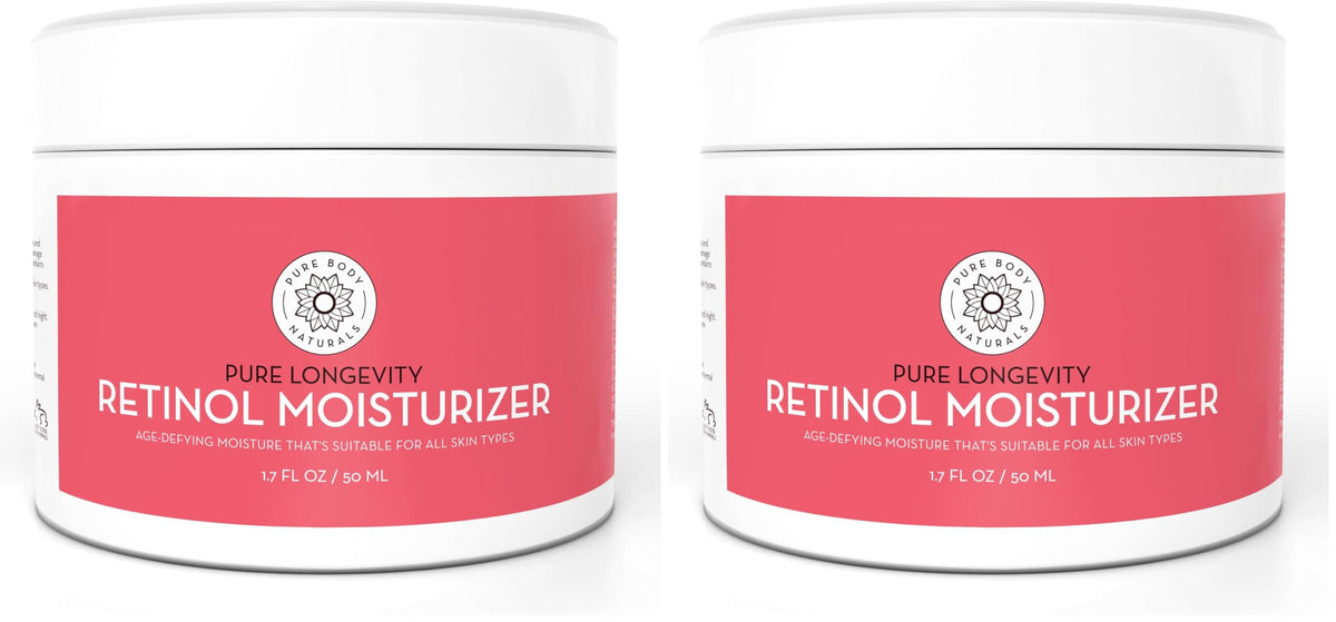 Pure Body Naturals Retinol Moisturizer jar front promoting deep hydration.