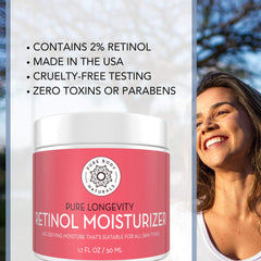 Pure Body Naturals Retinol Moisturizer with shea butter and jojoba oil nourishes skin.