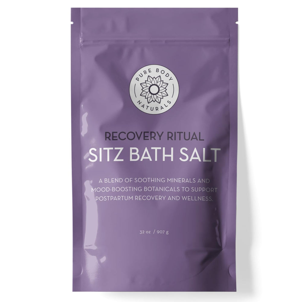 Pure Body Naturals Sitz Bath Salt packaging ready for postpartum care.