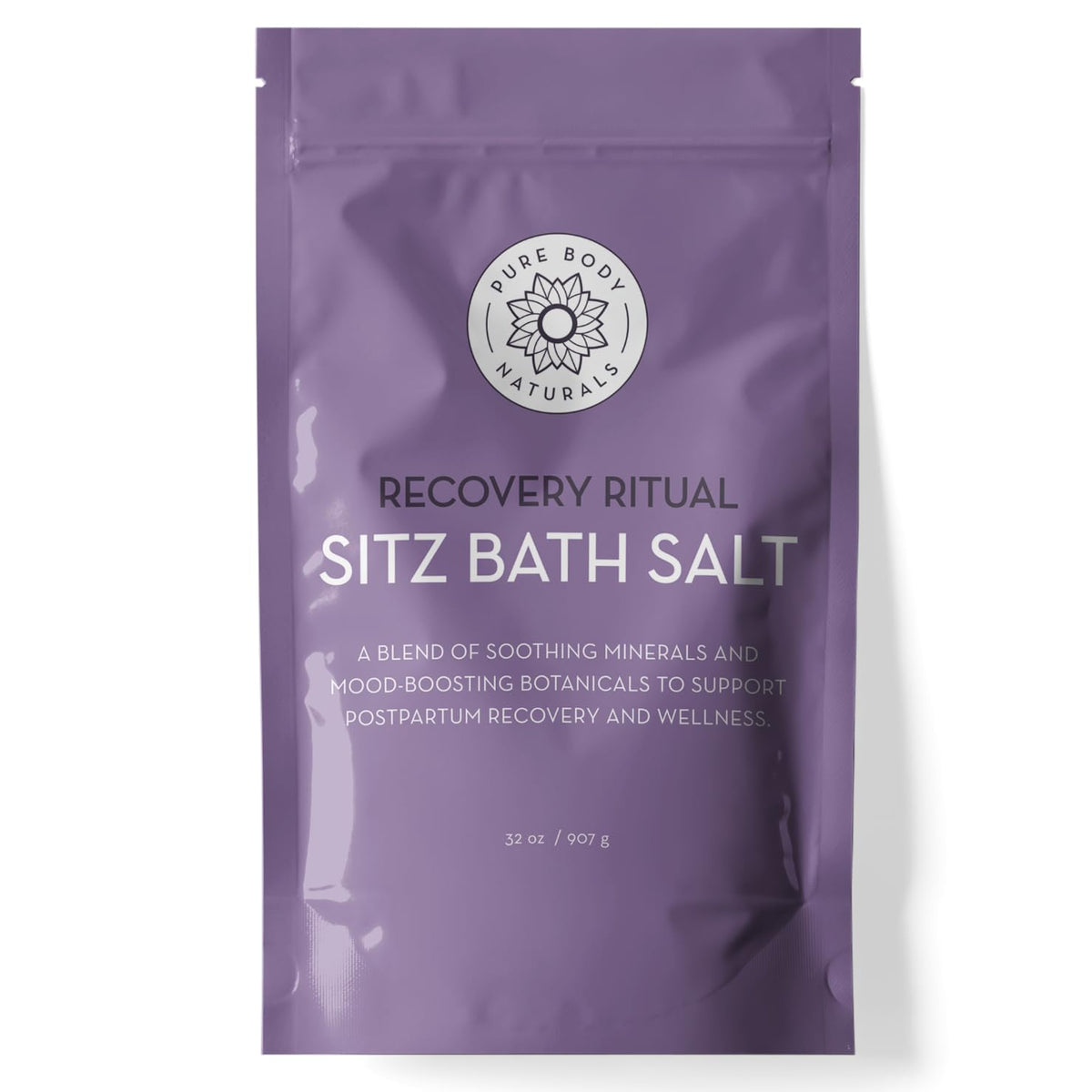 Pure Body Naturals Sitz Bath Salt packaging ready for postpartum care.