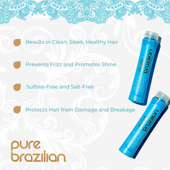 Pure Brazilian Anti-Frizz Daily Conditioner bottle highlights keratin and bamboo conditioning.
