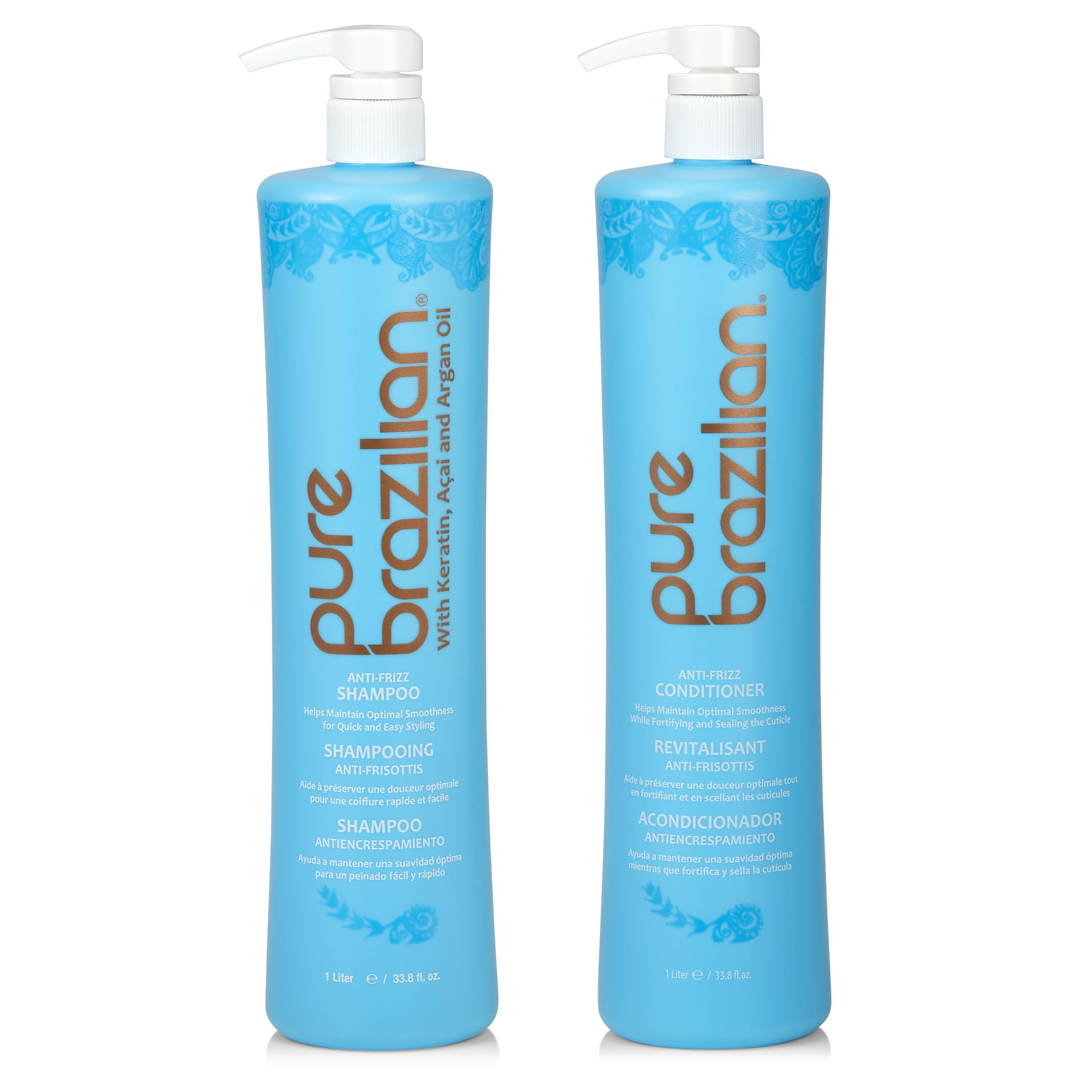 Pure Brazilian Anti-Frizz Daily Shampoo bottle for gentle cleansing.
