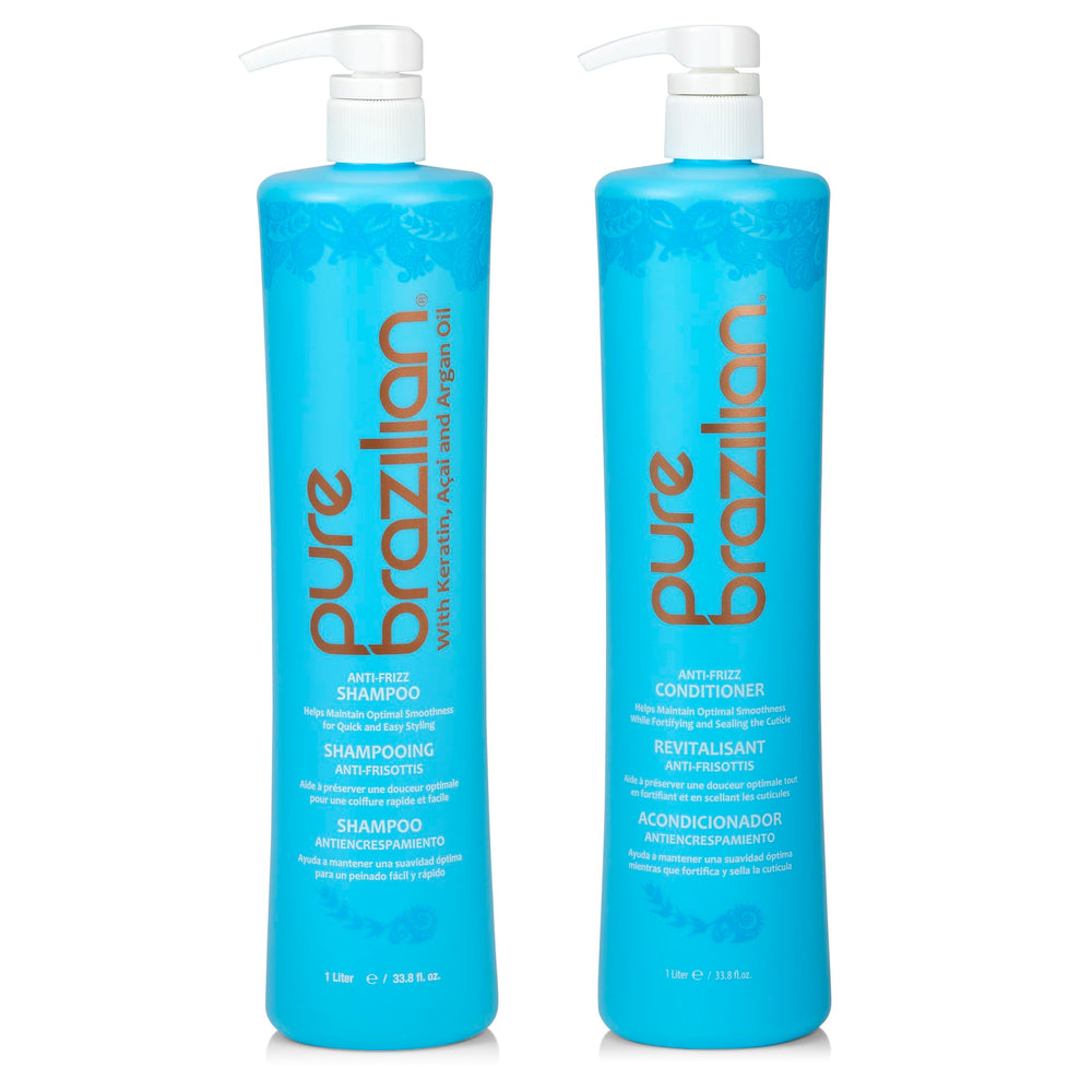Pure Brazilian Anti-Frizz Daily Shampoo bottle for gentle cleansing.
