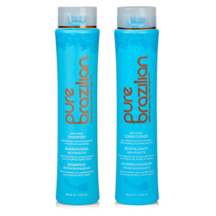 Pure Brazilian Anti-Frizz Daily Shampoo bottle shows frizz control and color protection.