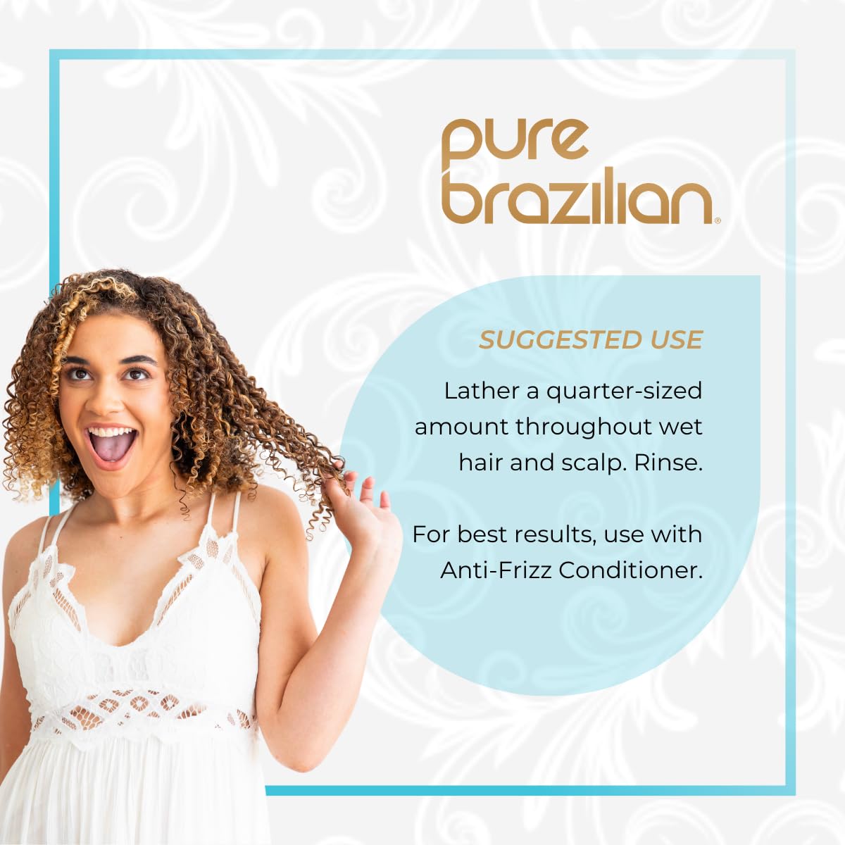 Pure Brazilian Anti-Frizz Daily Shampoo color-safe formula helps maintain vibrant tones.