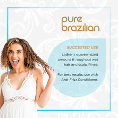 Pure Brazilian Anti-Frizz Daily Shampoo color-safe formula helps maintain vibrant tones.
