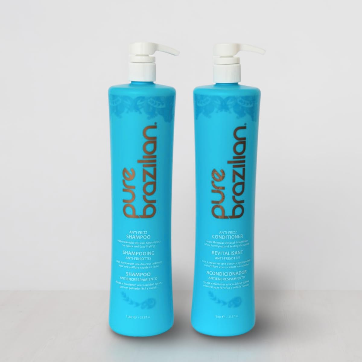 Packaging of Pure Brazilian Anti-Frizz Daily Shampoo for home, salon-quality results.