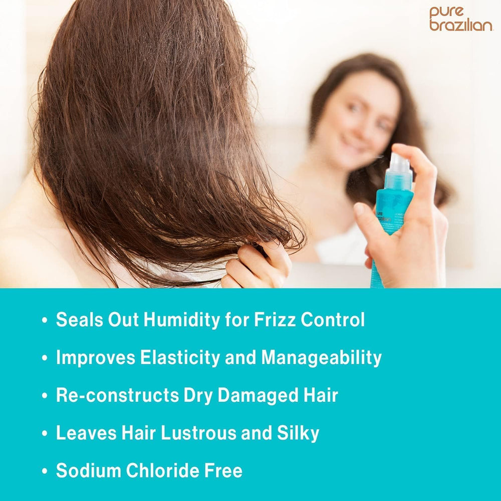 Salon-quality at-home use of Pure Brazilian Leave-In Conditioner for silky results
