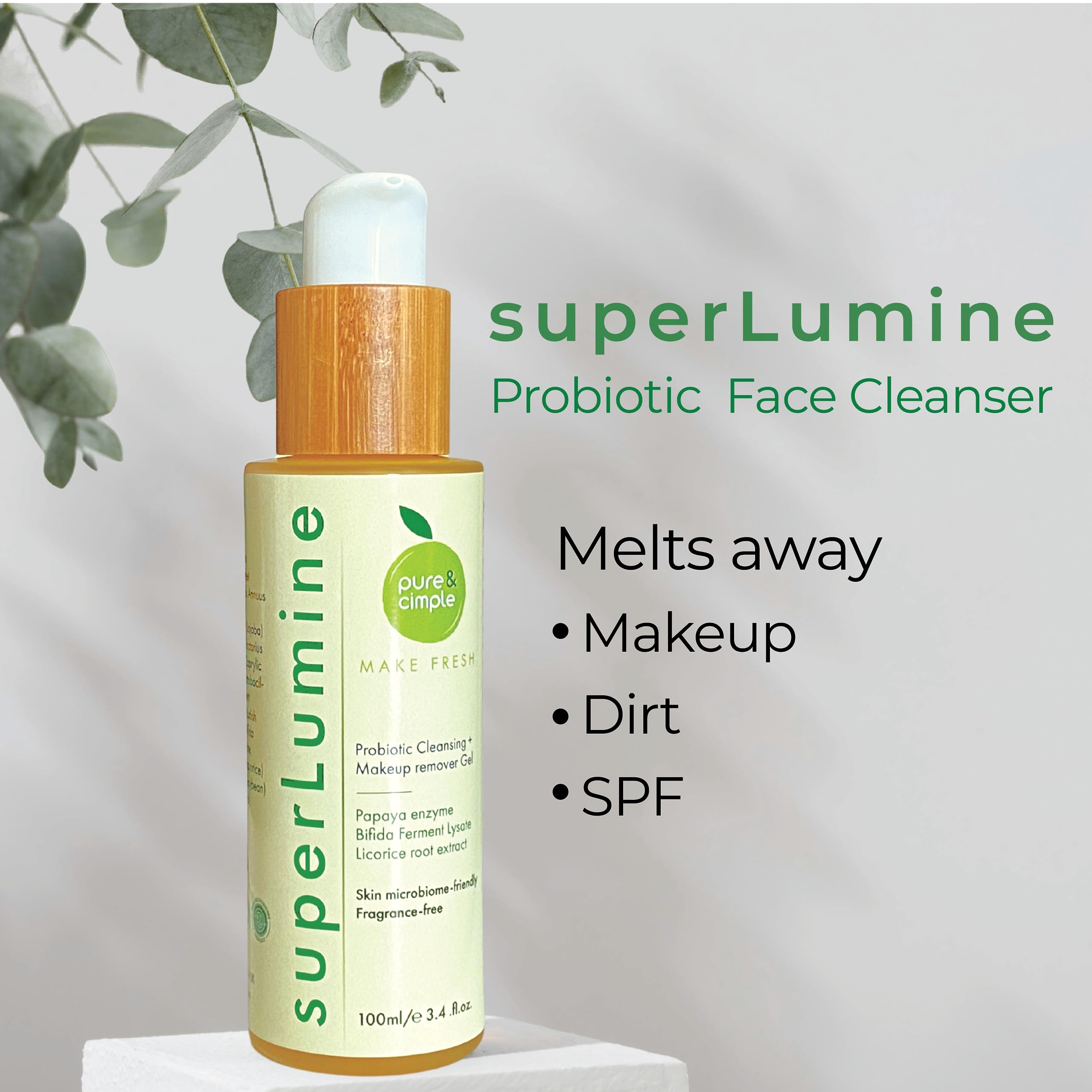 Texture of Pure & Cimple cleanser spread on skin showing gentle moisturizing rinse.