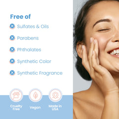 Hand applying Pure Daily Care High Energy Hyaluronic Serum to face