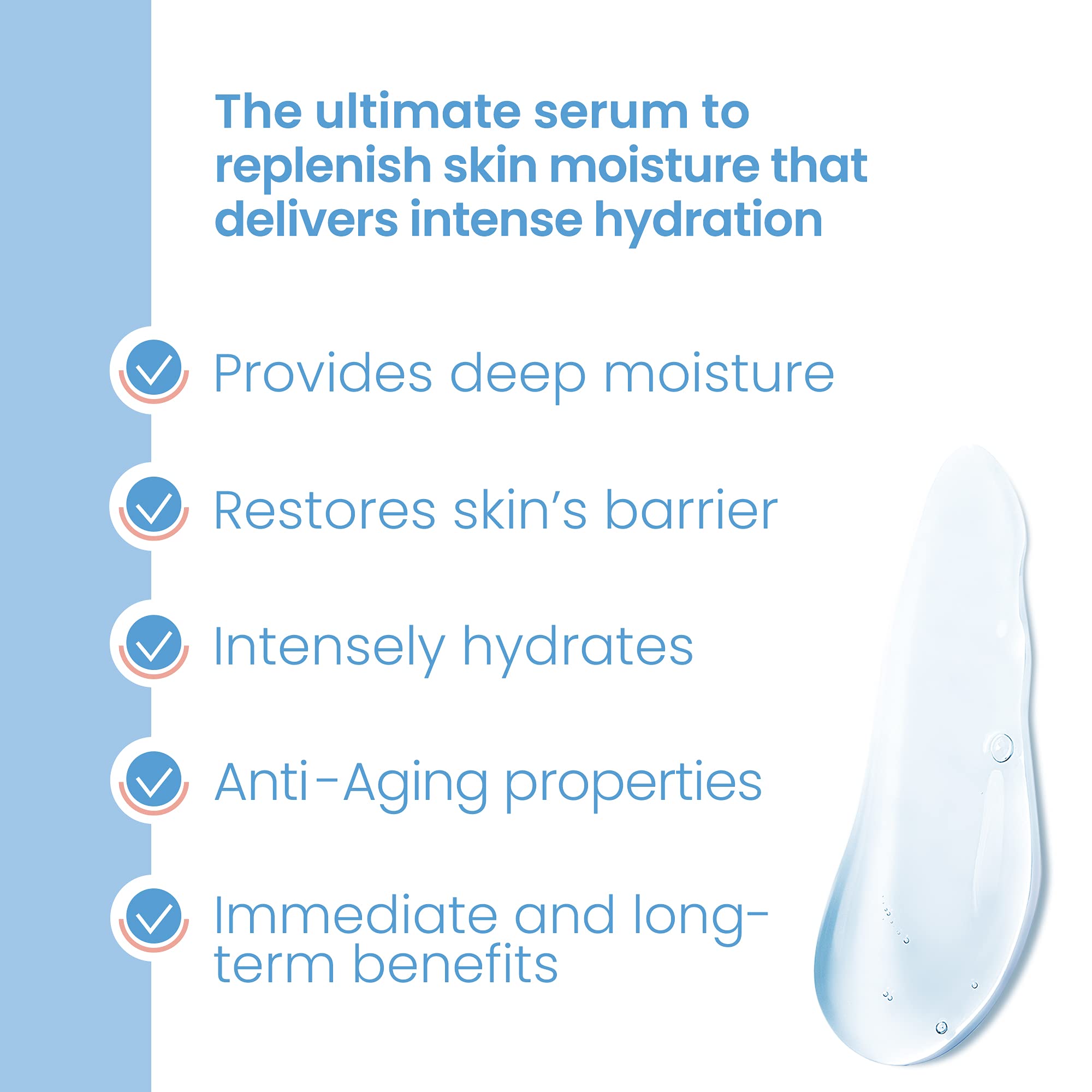 Pure Daily Care High Energy Hyaluronic Serum label close-up, vegan, USA-made quality