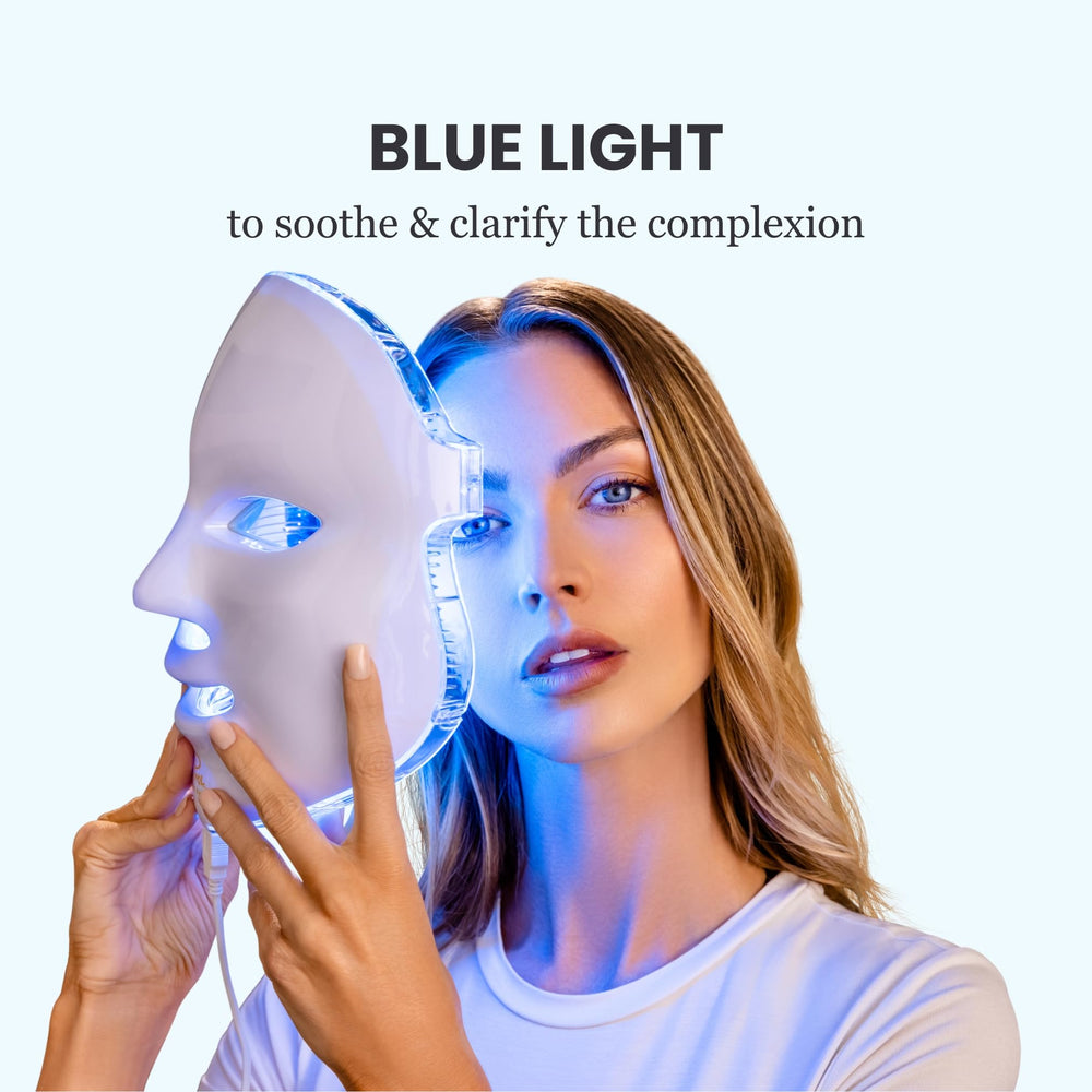 Pure Daily Care Luma Mask yellow light mode brightens tone for a fresh, energized look.
