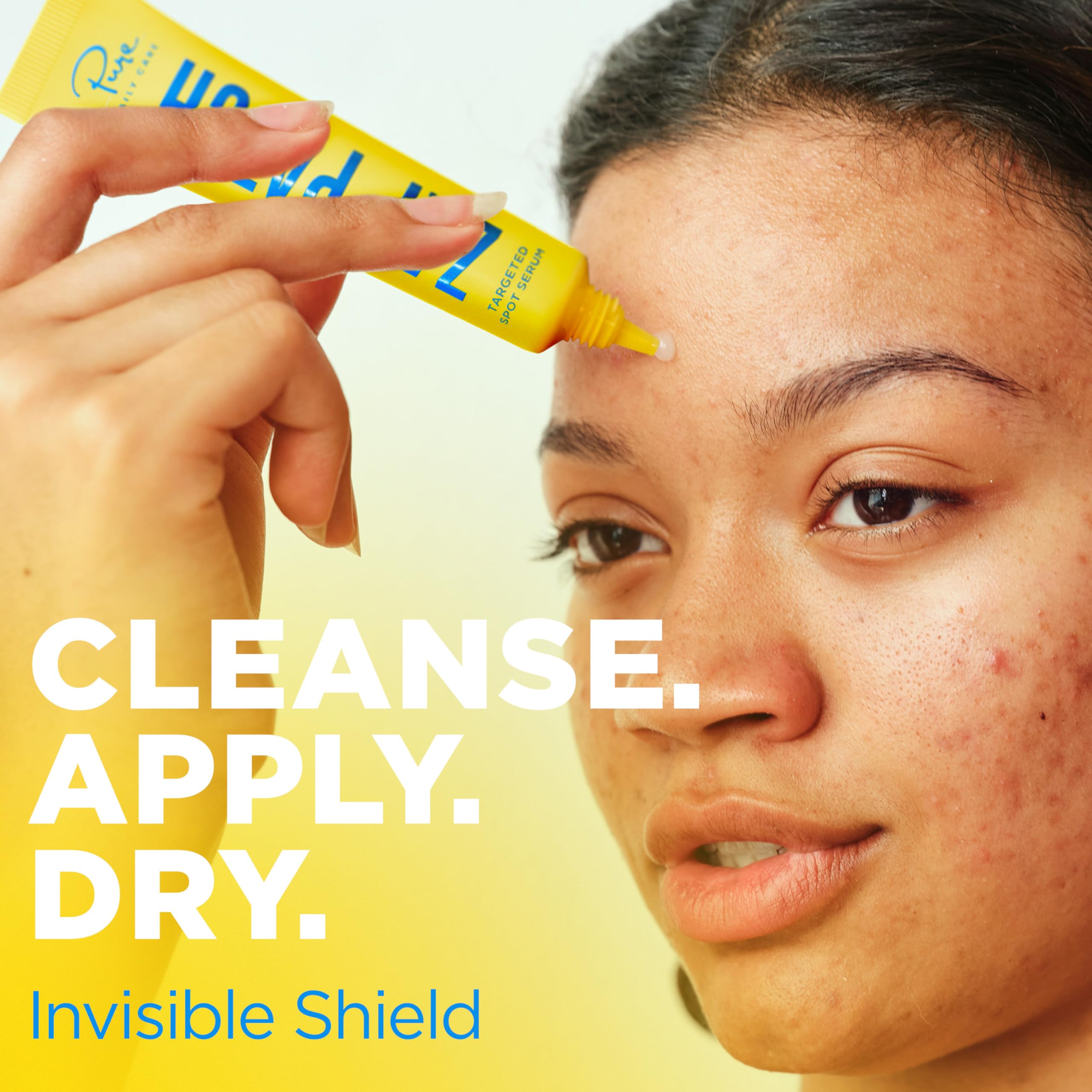 Pure Daily Care Zap Patch being dabbed on a blemish for targeted day treatment.