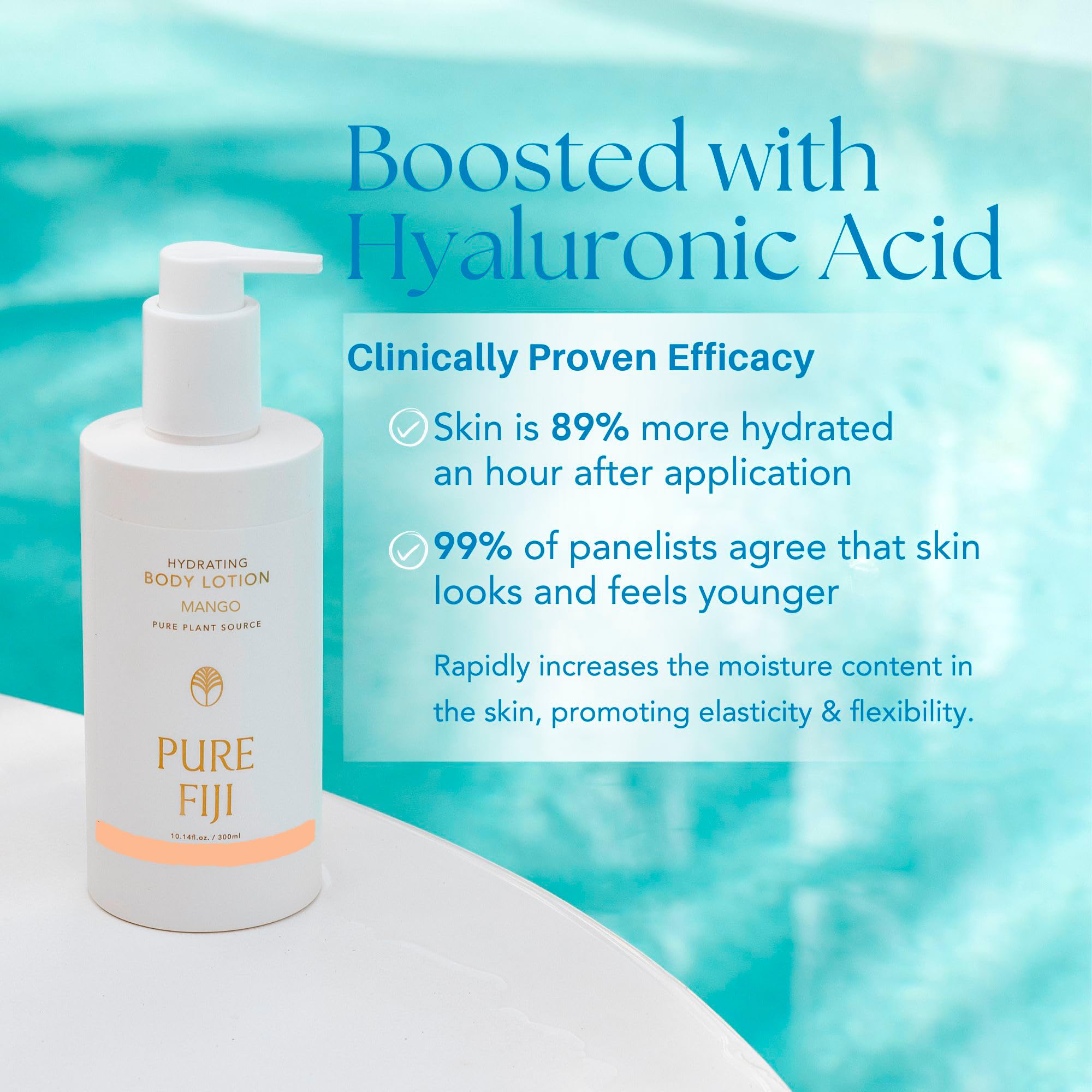 Spa-like experience at home with Pure Fiji Mango Lotion and fast absorption.