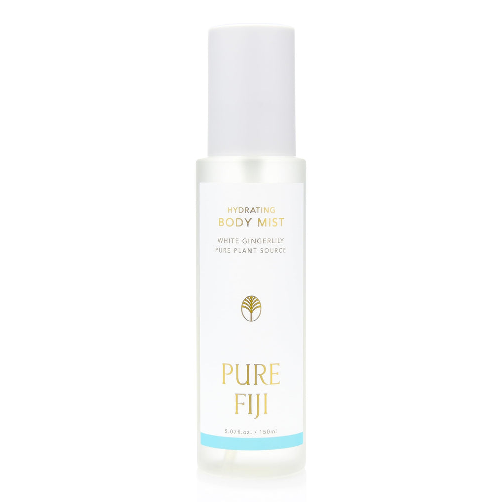 PURE FIJI Hydrating Body Mist bottle shows instant moisture for dewy skin.