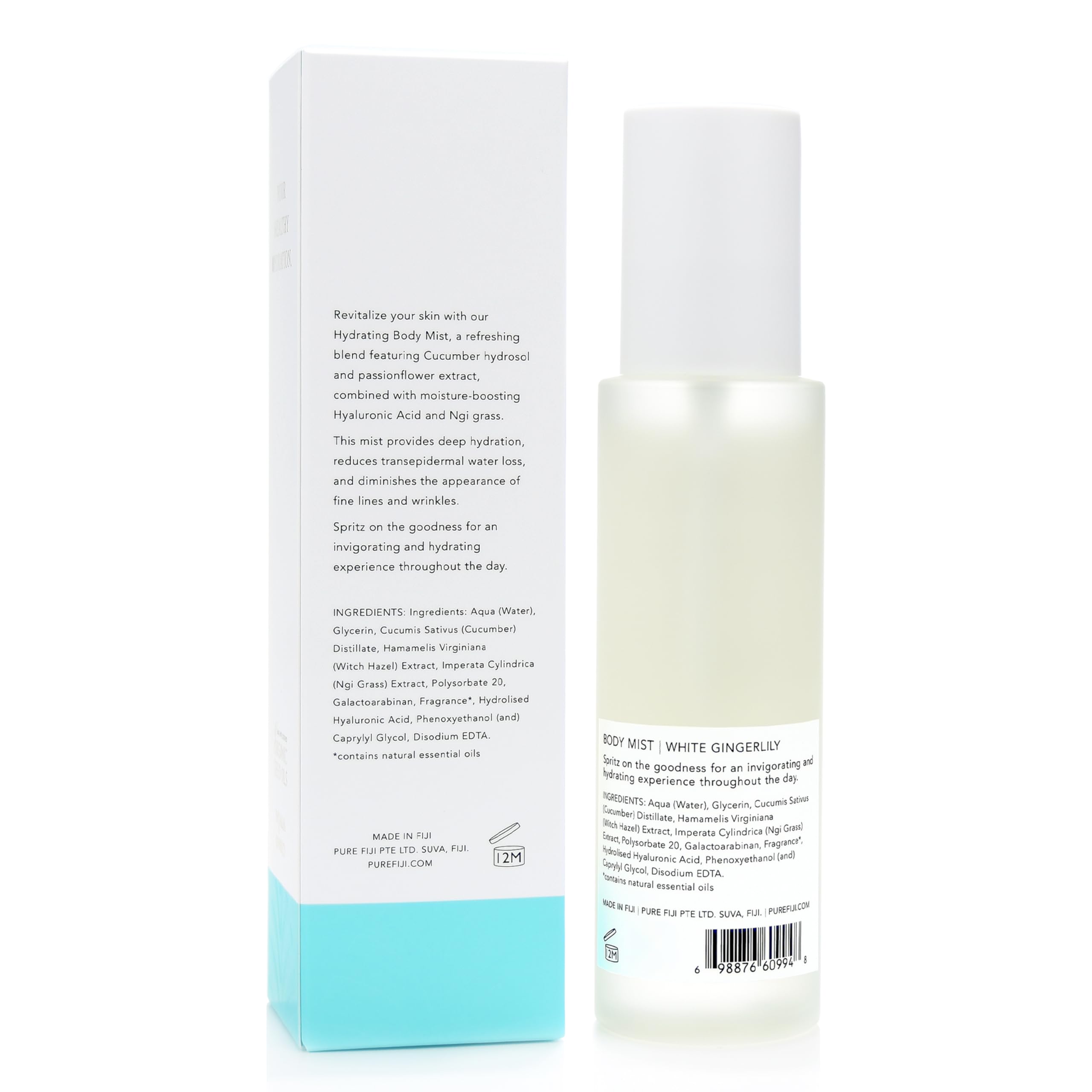 PURE FIJI Hydrating Body Mist spritz delivers refreshing hydration to skin.
