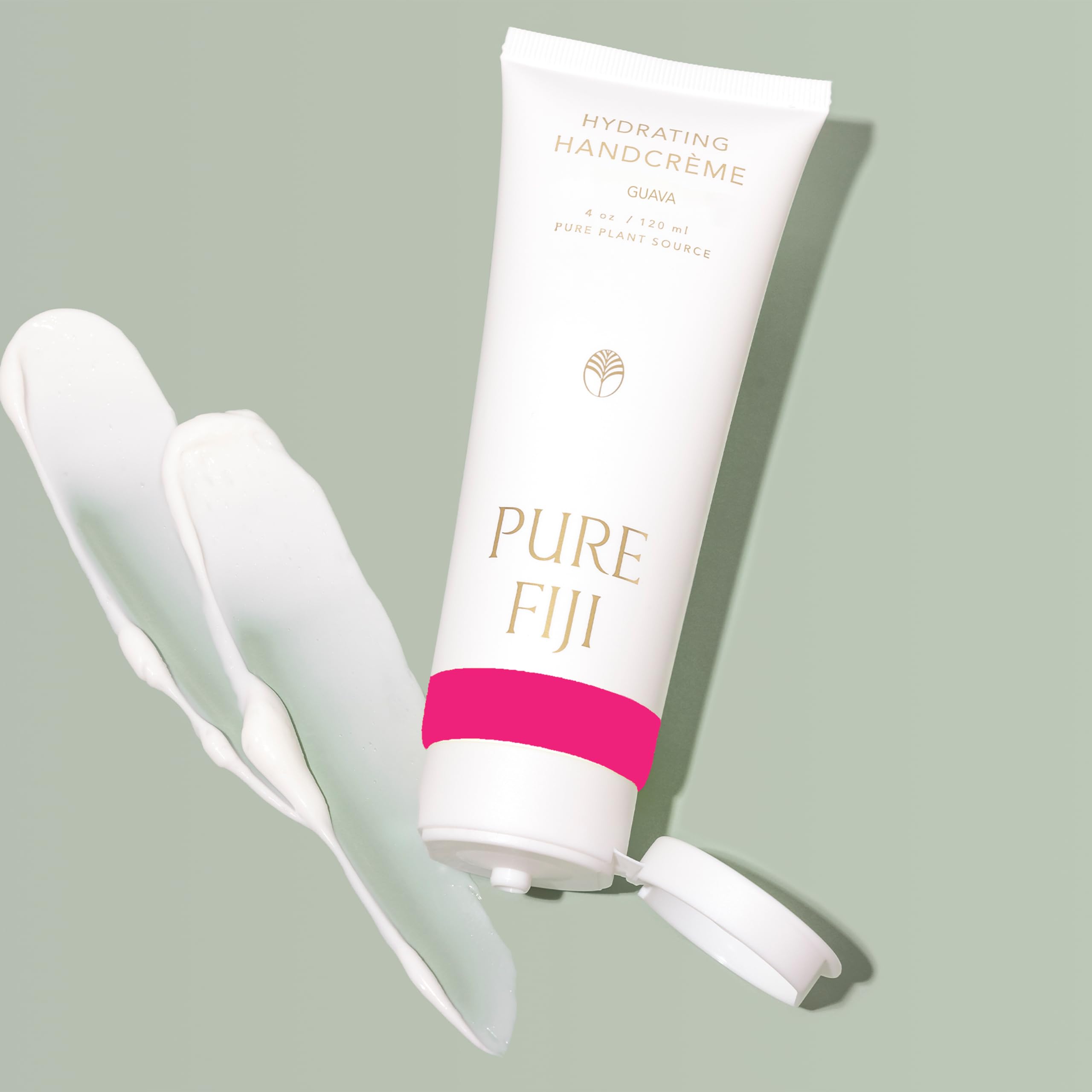 Ingredients close-up of PURE FIJI Hand Crème Guava showing soft hands result