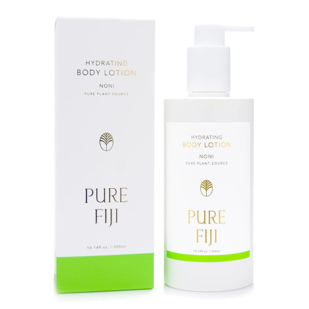 Pure Fiji Noni hydrating body lotion bottle for daily moisture.